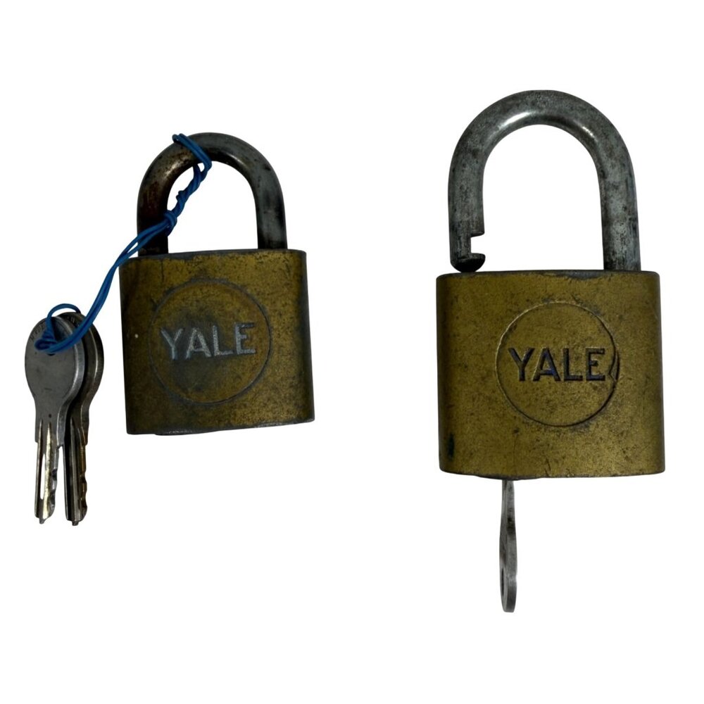 Set Of 2 Vintage Yale Brass Padlocks With Keys - Made In USA
